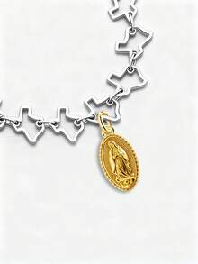 1件简约独特925纯银复古瓜达卢佩圣母纪念吊坠，精致礼物，圣诞节DIY吊坠饰品礼物，男女皆宜 - 款式5 - 查看 9