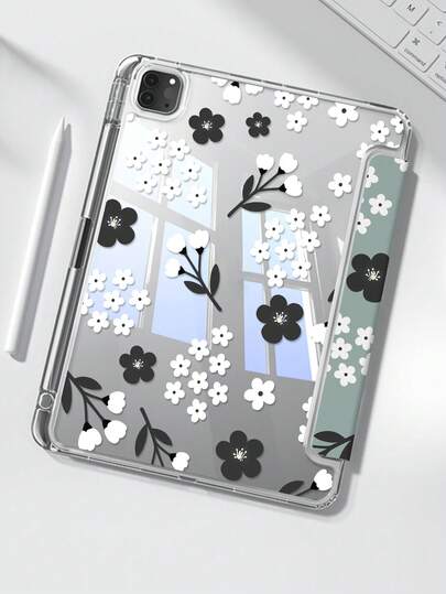 1pc Cute Cartoon Daisy Dual-Sided Acrylic Transparent Crystal Back Cover, Shock-Resistant , Compatible With Ipad 7th, 8th And 10th Generation (10.2 Inch). It Has A Built-In Pen Slot And Supports Sleep/Wake Function. An Ideal Gift For Halloween And New Year.