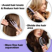 Curl Defining Brush, 2025 Curly Roll Comb Hair Brush Styling Brush, Curly Hair Brush, Shaping &Amp; Defining Curls For Women (Pink) - 淺灰紫 - 查看 4