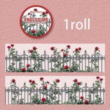 200厘米/卷，花卉围栏图案装饰胶带，复古花卉主题，可用于装饰手机壳、剪贴簿、明信片、笔记本，创意DIY材料套装，生日礼物，培养动手能力，和纸胶带，适合日记本。 - 彩色 - 查看 11
