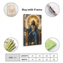1 cuadro decorativo enmarcado [2D plano] 1 cuadro decorativo enmarcado [2D plano] Arte de pared en marco de madera, Jesús negro plano sentado en el trono en el cielo con un dorado, adecuado para la decoración de la del cuarto cumpleaños, Día de la Madre, Año Nuevo, regalo de Pascua, perfecto para madres, decoración de la sala de estar, decoración de pared de oficina, baño, regalo perfecto y decoración del hogar. Listo para colgar sin instalación - perfecto para cualquier habitación. Elija entreúltiples tamaños para añadir un toque alegre a su sala de estar, dormitorio, baño, estudio, pasillo o oficina. - Multicolor - Ver 4