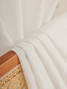 1pc Minimalist Solid Color Curtain With Lace Trim, Home Window Decor, Holiday Decoration