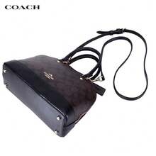 Coach Signature Leather Shell Tote Bag, Available In Shell Brown F27583-IME74, Shell Brown/Black F27583-IMAA8, Shell Khaki/White F27583-IMDQC, Shell Brown/Khaki Pink F27583-IMNHK - Shell Brown Black F27583-iMAA8 - View 4