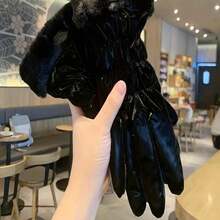 1 Pair Of Ladies' Warm Gloves, With Thick Lining, Windproof And Waterproof, Touch Screen Design, Suitable For Cycling, Driving, Outdoor Sports, Skiing And Commuting, Suitable For Autumn And Winter Seasons, Winter Gloves, Functional Gloves, Sports Gloves, Breathable Material, Reinforced Stitching, All-Season Gloves, Warm Gloves, Commuters - 黑色 - 查看 9