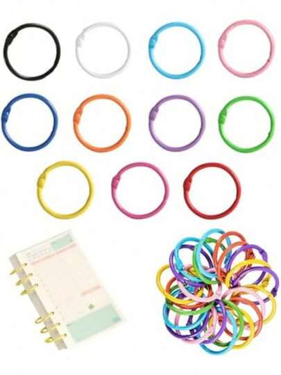 1/5/10个彩色金属环 - 多种鲜艳颜色可选，圆形钥匙环，适用于相册、文具、钥匙和其他零散物品 - 表面光滑，文具收纳 | 多色办公用品 | 光滑的环面，适用于办公室、学校和家庭的文件整理；索引卡环、笔记本环、活页夹环、剪贴簿环、学习用品、返校用品