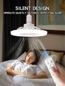 30W LED智能无叶吊扇灯 - 遥控器控制，E27灯座，超薄封闭式设计，3档风速，可调光，3种颜色模式，安装简便，适用于客厅、卧室、办公室