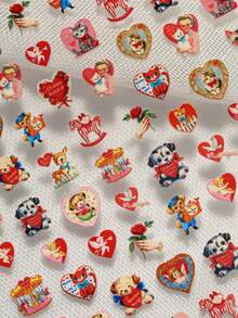 A Valentine's Day Themed Nail Sticker With Embossed Texture, Featuring Cute And Loving Pets, Romantic Elements Such As Small Animals, Gift Boxes, Flowers, Bows, Etc., Suitable For Personal DIY And Creating Sweet And Cute Nail Art Styles