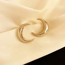 Pendientes de Luna Geométricos en Forma de C de Metal Brillante Moda Elegante Cielo Estrellado En Stock Entrega Rápida Pendientes de Joyería - Dorado - Ver 8