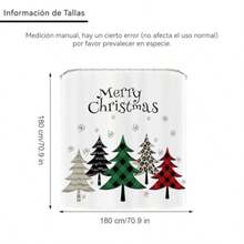 XISH Cortina De Ducha Caballito De MarCortina De Ducha Estilo Mediterráneo Cortina De Ducha De Tejido De Poliéster Impermeable con 12 Ganchos 71 x 71 Pulgadas - Árbol de Navidad - Ver 2