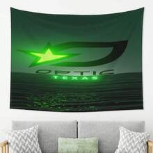OpTic Gaming Tapestry - Neon Green & Gaming Wallpaper With Optic Lettering, Heavy-Duty Peach Light Fabric For Home Theater, Office, Easy-Clean Gaming Setup, Office Decoration, Modern Aesthetic, Durable Material, Decorative Wall Hanging - 黑色 - 查看 8
