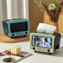 SGVAHY Tissue Box Holder Retro TV Tissue Box Cover Cute And Practical Cell Phone Holder Tampon Holder For Bathroom Kitchen Bedroom Dressers Desks And Tables Night Stands Creative Gift(Light Green) - ColorC - 查看 8