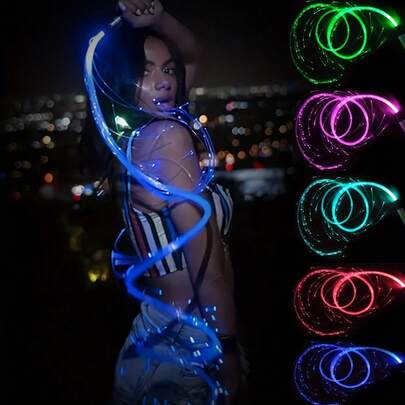 1 st LED-ljusstake, färgglatt fiberoptiskt dansljus med flera färglägen, 360° roterande festljus, perfekt för fester och ljusshower, unik present till vänner, flickvän, fru