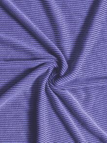 Women's Long Sleeve Shirt, Autumn Ribbed Loose Oversized Sweatshirt, Casual Side Slit Drawstring Waist Top - Royal Blue - View 4