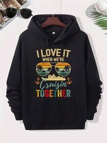 Cruise Squad 2025 Outfits Friends Family Couples Matching, Soft Fabric Pullover With Playful Graphic Design, Hine Washable Casual Sportswear For Men And Women Men-S Plus Size, PLUS_423 - Đen 2 - Xem 1