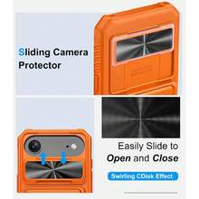 Air Case, Card Holder (4-5 Cards), Sliding Camera Cover, Military-Grade Protection, Rugged And Tough For Women And Men, Waterproof Silicone Protective Case, 37517520 - 紅木色 - 查看 6