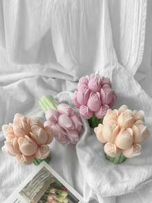 1 khuôn nến hình bó hoa tulip 3D - trắng - Xem 8