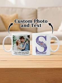 1 Stück 330ml Tasse mit individueller Initialen-Monogramm Gravur, personalisiertes Geschenk zum Valentinstag, Familienandenken, individualisierbar mit Foto, Text und Name, ideales Geschenk für den Partner, personalisierte Kaffeetasse - Valentinstag, Geburtstag, Jahrestag und andere Anlässe - Stil 2 - Übersicht 15