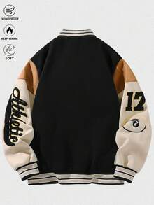 Men's Varsity Letterman Jacket For Streetwear & Daily Wear - Black - View 2