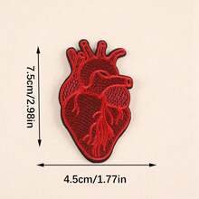 Embroidery Patch Applique Diy Decoration For Clothes, Pants, Hat, Bag, Shoes, Phone Case, Including 2pcs Heart Shaped Red Hot Fix Patches - Multicolor - View 1