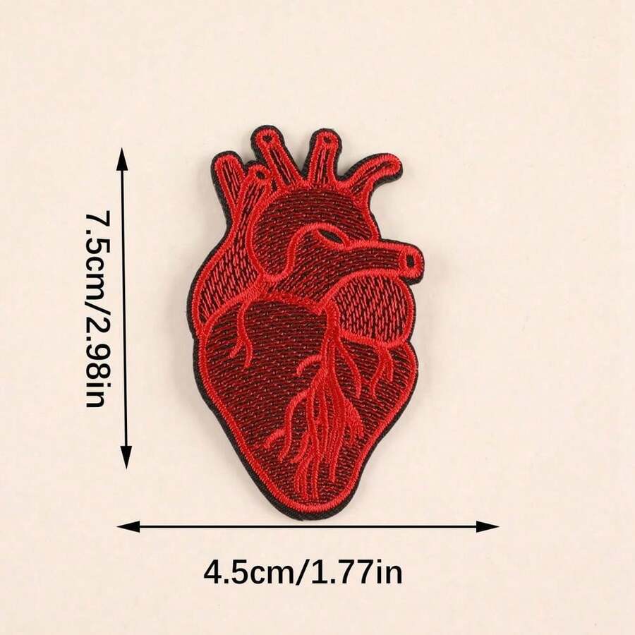 Embroidery Patch Applique Diy Decoration For Clothes, Pants, Hat, Bag, Shoes, Phone Case, Including 2pcs Heart Shaped Red Hot Fix Patches - Multicolor - View 1