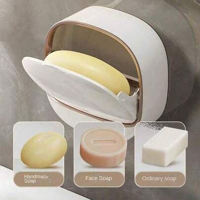 1/2 chiếc, Khay đựng xà phòng treo tường, Hộp đựng xà phòng chống thấm nước có khay thoát nước, Không cần khoan, Khay thoát nước xà phòng lỏng độc đáo, Thích hợp trang trí phòng tắm gia đình vào mùa thu, vật dụng thiết yếu hàng ngày, cuộc sống gia đình, phong cách mùa thu đông, Thích hợp cho ký túc xá sinh viên, đồ dùng gia đình, lưu trữ phòng tắm và quà tặng năm mới.