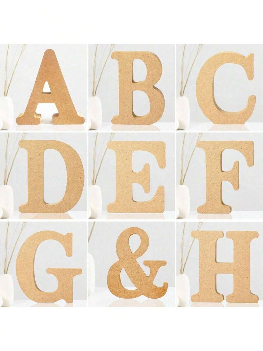 1 pieza Letras de madera de 6 pulgadas diseñables sin terminar para decoración de pared, letras decorativas de pie, tablero de señalización para manualidades, decoración del hogar, fiestas, mejores regalos para cumpleaños y graduación - Caqui - View 1