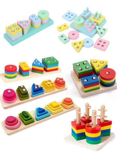 Wooden Sorting And Stacking Toys For Boys, Girls, Toddlers, Wooden Toys For Preschool And Kindergarten Children, Educational Toys, Color Recognition, Shape Sorter, Learning Puzzles, Easter Gifts