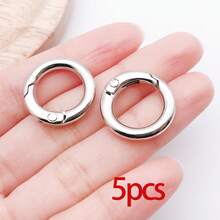 5pcs Spring O Rings Alloy Round Clips Circle Trigger Spring O Ring Snap Buckle Clasp Rings Keyring Hook Snap Clip For Keychains Bags Purses Handbags DIY Crafts, 7 Colors