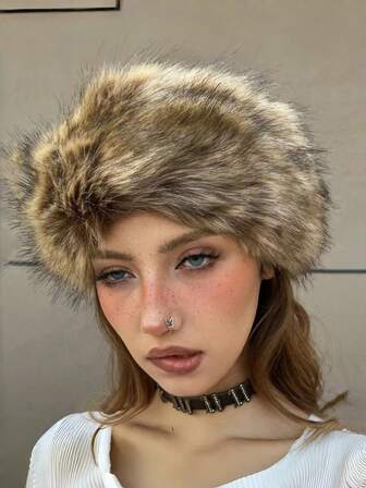 女士加厚绒毛耳罩头带，柔软有弹性，有效保护耳朵，可调节，适合寒冷天气