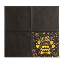 10pcs/20pcs 2025 New Foil Stamped Birthday Napkins, 13x13 Inches - Wedding Birthday Garden Party Decorative Napkins, For Restaurant, Kitchen, Cafe Decor - Black - View 10