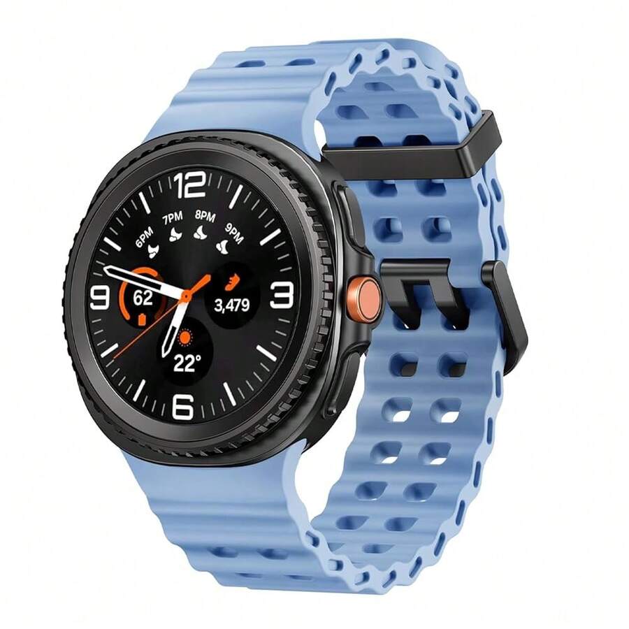 Marine Silicone Sport Band Compatible With Samsung Galaxy Watch 8 Classic 46mm Men Women, Soft Silicone Sport Breathable Band For Galaxy Watch 8 Strap 44mm 40mm,LightBLue - Lightblue - 查看 1