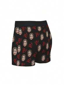 Latest Custom Face Men'S Boxer Shorts For Valentine'S Day, Personalized Men'S Square Underwear, A Gift For Boyfriends Or Husbands, Custom Photo Avatars, Holiday Gifts, Photo Customization, Men'S Boxer Shorts With Pictures. - màu đen - Xem 5