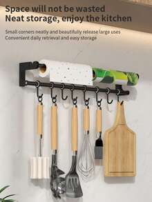 Wall-Mounted Multi-Purpose Storage - Kitchen Organizer Hook Rack Utensils & Accessories A Kitchen Storage Rack,Easy To Install Without Drilling,Space-Saving For Storing Utensils,Towels,And Cookware/Pans, A Great Item For Home Kitchen Organization - Multicolor - View 5