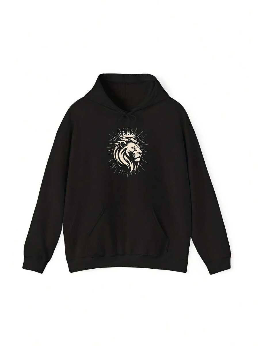 Crowned Majesty Men-S And Women-S Heavyweight Fleece Hoodie - Soft Warm, Crown Graphic Print, Regular Fit Sporty Pullover With Front Pocket, Hine Washable Casual Sweatshirt For Cas_506 - Đen 19 - Xem 1
