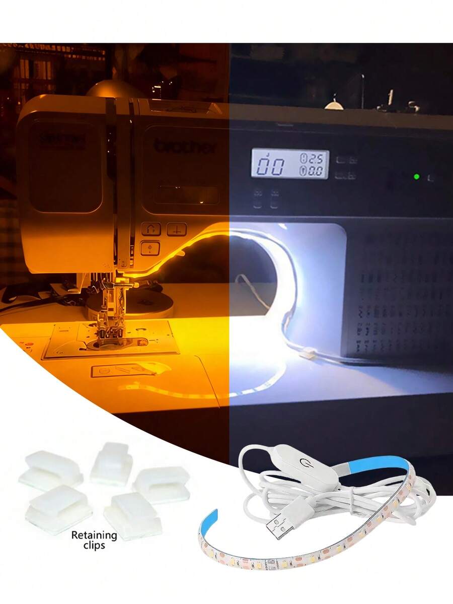 1PC Sewing Machine Special LED Strip Light Warm Light/ White Light Self-Adhesive Cuttable USB Powered For Sewing Machine Cabinet Table - Sewing Machine Light Strip - View 1