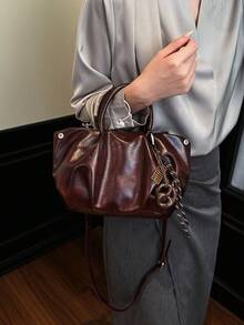 Nueva bolsa de mano elegante con decoración de pliegues en forma de nube, bolso de hombro versátil de unicolor minimalista y vintage al estilo coreano/europeo, adecuado para uso diario, ir al trabajo, compras, vacaciones, regalo para la novia - Multicolor - Ver 4