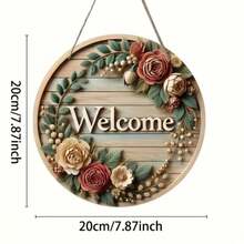 Encantador cartel de bienvenida de madera vintage con corona floral - perfecto para la primavera, decoración del hogar y el porche. Regalo ideal para mujeres