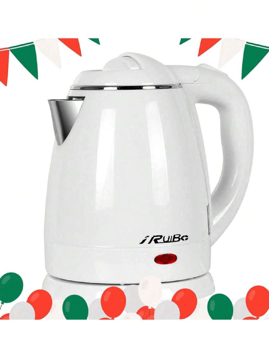 RB- 168S Hervidor de Agua Eléctrico Hogar 2L: Acero Inoxidable, Calentamiento Rápido y Apagado Automático – Tetera Compatible con Normas EU y US, Perfecta para Preparar Té y Agua Caliente - Blanco - Ver 1