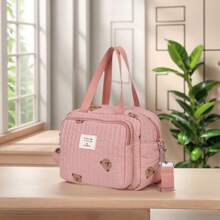 1pc INS Style Mini Diaper Bag, Handbag, Shoulder Bag, With 7 Pockets, Travel Baby Bag Suitable For Boys And Girls, 2 Bottle Holders