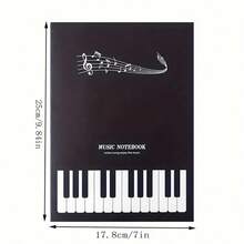 1/2 Pcs Black Blank Music Manuscript Notebook - 16 Pages 5-Line Staff Paper, 9.8" X 7" Music Notation Notebook With Treble Clef, Ideal For Musicians, Songwriters, Instrument Accessories, Easy Writing, Suitable For Classroom Notes, Music Lover Gifts, Band, Music Teaching, Back To School, Piano Accessories, New Year Gifts, Birthday Gifts