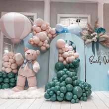 石蓝色气球套装,包含114/70/45/10个18英寸、12英寸、10英寸和5英寸的气球,颜色分别为石板蓝、绿色、波西米亚风和蓝绿色,适用于生日、毕业典礼、迎婴派对、性别揭晓派对、婚礼、父亲节、鲸鱼主题派对装饰。 - 石板藍 - 查看 6