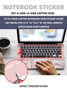 2pcs Printed Pattern DIY Scratch-Resistant Protective Stickers For 15.6-16 Inch Laptops, Compatible With HP, Apple, Asus, Compaq, - Multicolor - View 8