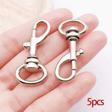 5/50个龙虾爪扣，锌合金旋转弹簧钩带钥匙圈，龙虾钥匙扣，适用于挂绳、手提包、钱包、DIY工艺品和珠宝制作 - 銀色 - 查看 20
