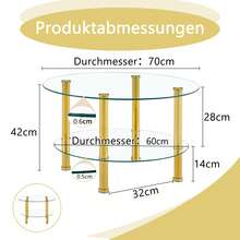 Modern Two-Tiered Glass Coffee Table With Gold Metal Legs, Stable And Spacious, With A Light And Luxurious Design. The Metallic Sheen And The Reflections Of The Glass Harmonize Beautifully To Create Interiors Of Understated Luxury.