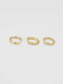 3pcs Simple Sterling Silver S925 Ear Clip Set, Suitable For Women, Lovers, Sisters, Vacations And Daily Collocation