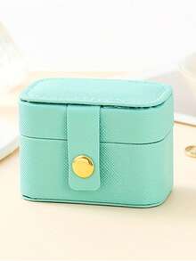 1pc Mini Portable Jewelry Box, Small PU Leather Travel Jewelry Storage Box, Jewelry Display Storage Box, Suitable For Ring, Necklace, Earring Display And Gift Packaging, Valentine's Day Gift