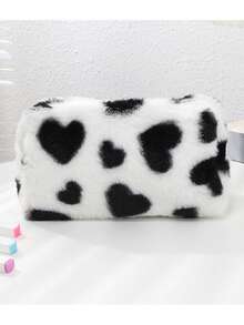 定制可爱心形毛绒化妆包，大容量高品质旅行收纳包，卡通拉链洗漱包，可收纳口红、硬币等，送给朋友、女朋友和闺蜜的绝佳礼物 - 彩色 - 查看 9