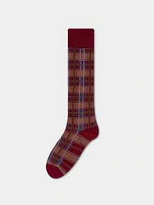 1pair Plaid Long Socks Women Stockings Women Harajuku Retro Vintage Stocking Women Stockings College Style Knee Socks - Multicolor - View 11