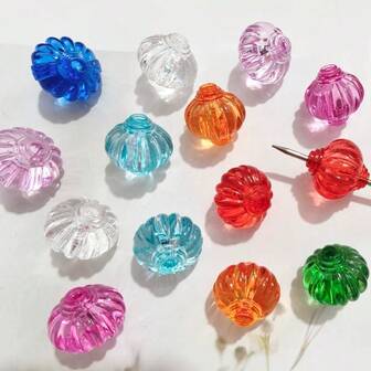 Transparent Acrylic Colored Lantern Shaped Beads 10/20/30pcs DIY Dimensional Middle Hole Light Surface Beads For Jewelry Making Diy Earrings Bracelet Necklace Craft Supplies,Waist Chains & Phone Charms