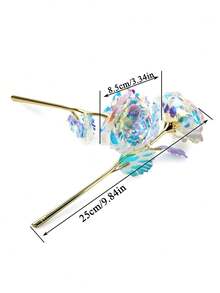 10支仿真水晶玫瑰花，闪亮水晶玫瑰仿真花，塑料红/蓝/粉玫瑰花束，永不凋谢的浪漫玫瑰，光泽亮丽的珠光塑料花，节日礼物装饰配件。完美适用于情人节、圣诞节、母亲节、生日、周年纪念日、婚礼——适用于任何房间，花束配件，浪漫房间装饰，家居装饰。 - 彩色 - 查看 11